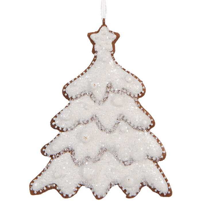 Clayre & Eef 6PR5349 Decorazione Ornamento Albero di Natale 9x1x10 cm Bianco Marrone