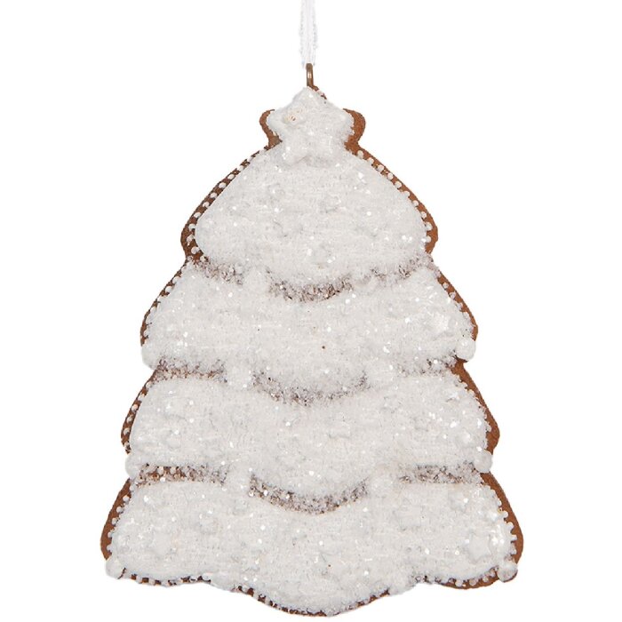 Clayre & Eef 6PR5350 Decorazione Ornamento Albero di Natale 8x1x10 cm Bianco Marrone