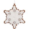 Clayre & Eef 6PR5351 Decorazione Ornamento Fiocco di Neve 9x1x10 cm Bianco Marrone