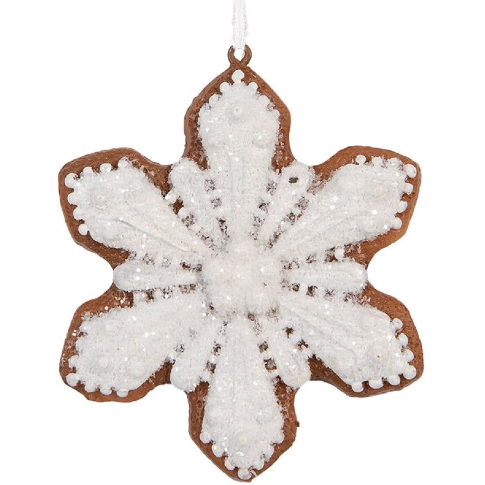 Clayre & Eef 6PR5353 Decorazione Ciondolo Fiocco di Neve 9x1x10 cm Bianco