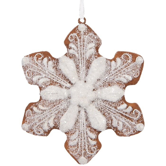 Clayre & Eef 6PR5354 Decorazione Ciondolo Fiocco di Neve 9x1x10 cm Bianco Marrone