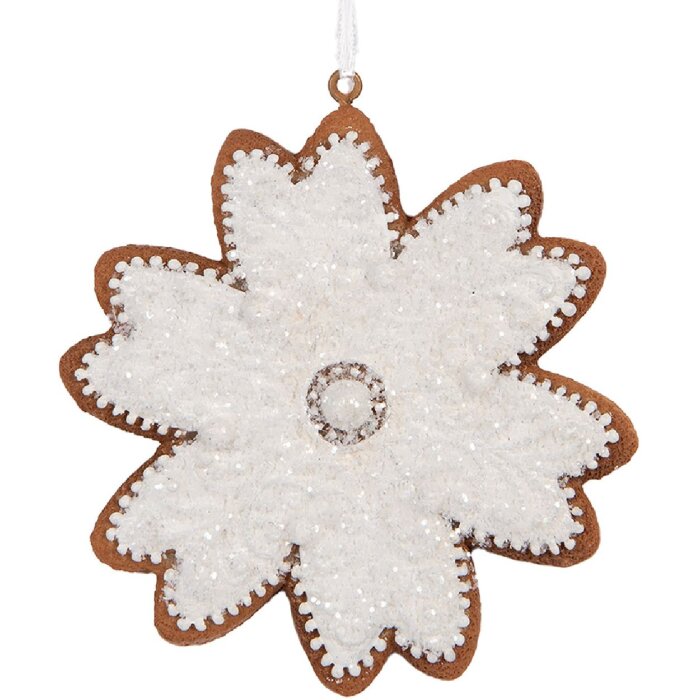 Clayre & Eef 6PR5356 Decorazione Ornamento Fiocco di Neve 9x1x10 cm Bianco
