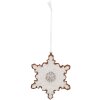 Clayre & Eef 6PR5357 Decorazione Ornamento Fiocco di Neve 9x1x10 cm Bianco Marrone