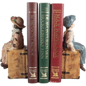 Supporto per libri Clayre & Eef 6PR5556 (2 pezzi) 19x10x22 cm Marrone e Blu