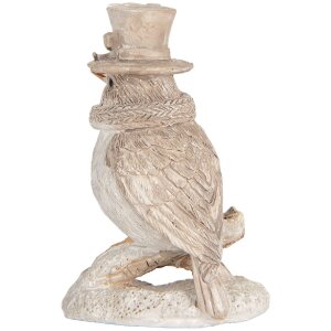 Clayre & Eef 6PR5925 Decorazione Uccello 5x3x8 cm Beige e Bianco