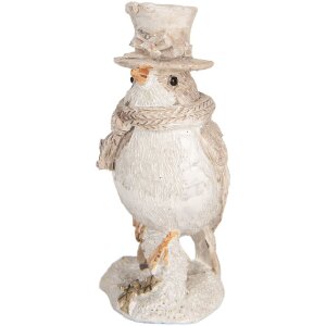 Clayre & Eef 6PR5925 Decorazione Uccello 5x3x8 cm Beige e Bianco
