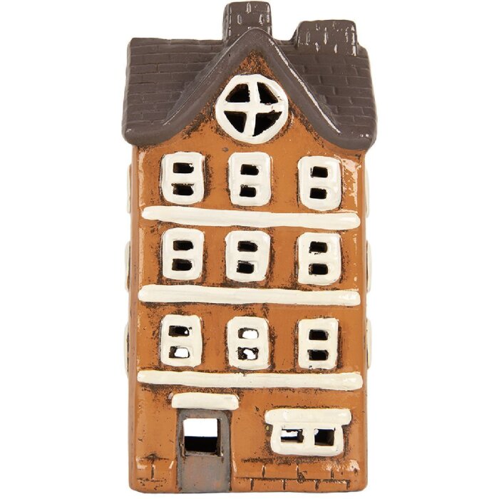 Decorazione casa in ceramica Clayre & Eef 6CE2202 12x10x23 cm Arancione e Grigio