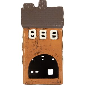 Decorazione casa in ceramica Clayre & Eef 6CE2202 12x10x23 cm Arancione e Grigio