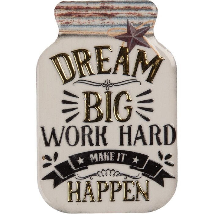 Magnet decorativo Clayre & Eef 66372 5x1x8 cm Bianco-dorato