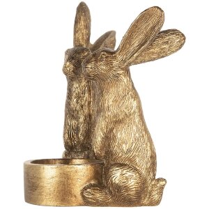 Portacandele Coniglio in polyresin Clayre & Eef 6PR5741 Oro 10x8x12 cm