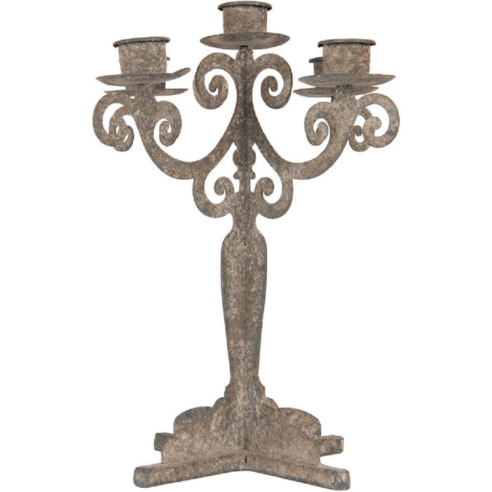 Portacandele Clayre & Eef 6Y5818 26x26x35 cm Grigio-Beige