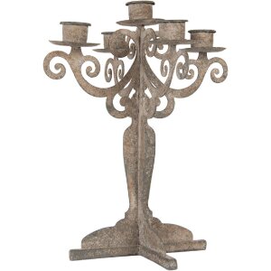 Portacandele in ferro Clayre & Eef 6Y5819 21x21x26 cm Grigio-Beige