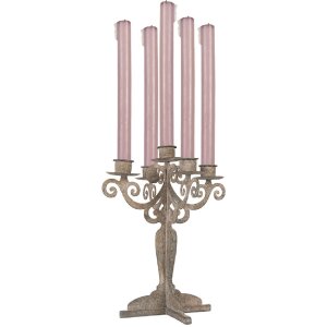 Portacandele in ferro Clayre & Eef 6Y5819 21x21x26 cm Grigio-Beige