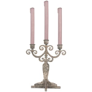 Portacandele Clayre & Eef 6Y5822 21x15x25 cm Grigio Beige