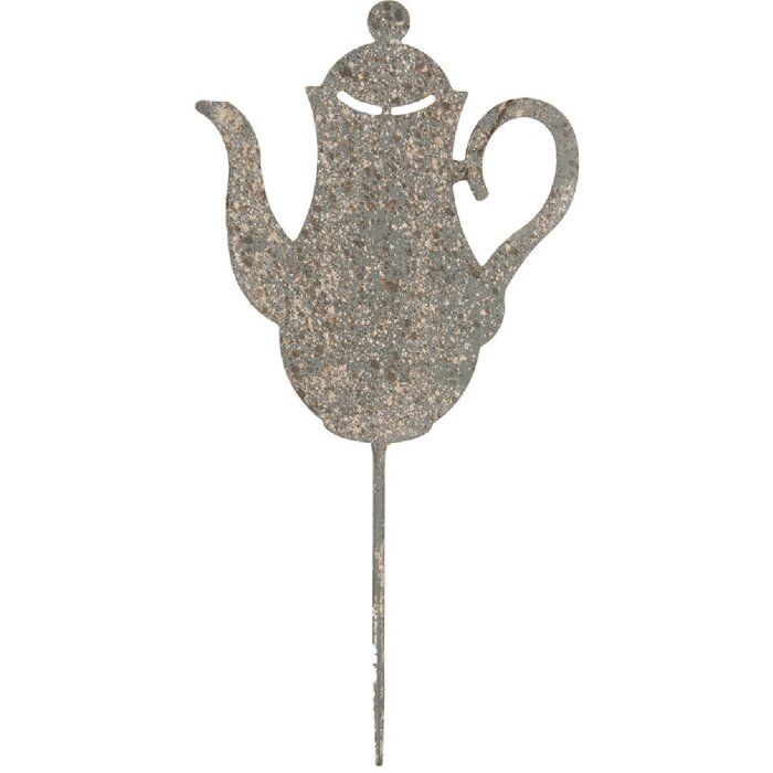Decorazione da giardino a forma di teiera Clayre & Eef 6Y5828 Grigio Beige 20x1x40 cm