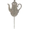Decorazione da giardino a forma di teiera Clayre & Eef 6Y5828 Grigio Beige 20x1x40 cm