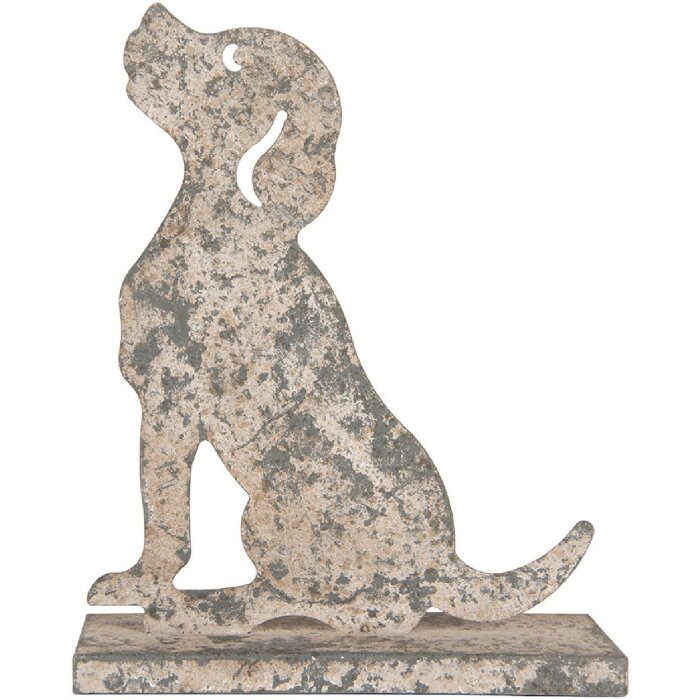Decorazione Cane Clayre & Eef 6Y5830 16x8x19 cm Grigio Beige