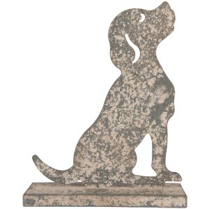 Decorazione Cane Clayre & Eef 6Y5830 16x8x19 cm Grigio Beige