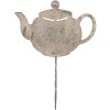 Clayre & Eef 6Y5831 Decorazione da Giardino a Forma di Teiera 26x1x35 cm Grigio Beige