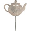 Clayre & Eef 6Y5831 Decorazione da Giardino a Forma di Teiera 26x1x35 cm Grigio Beige