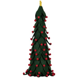 Decorazione Albero di Natale Clayre & Eef 66338 Ø 15x45 cm Verde e Rosso