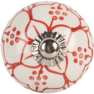 Pomello per porta Clayre & Eef 66435 Bianco e Rosso...