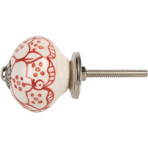 Pomello per porta Clayre & Eef 66435 Bianco e Rosso...