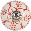 Pomello per porta Clayre & Eef 66435 Bianco e Rosso Ø 4x4 cm