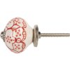 Pomello per porta Clayre & Eef 66435 Bianco e Rosso Ø 4x4 cm