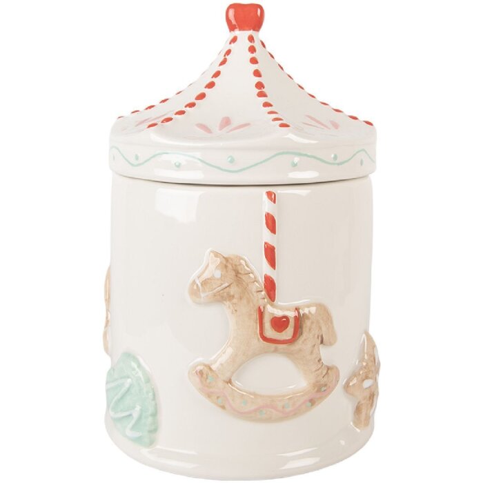 Vasetto da conservazione Clayre & Eef Ø 15x22 cm Bianco/Bruno