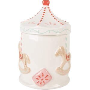 Vasetto da conservazione Clayre & Eef Ø 15x22 cm Bianco/Bruno