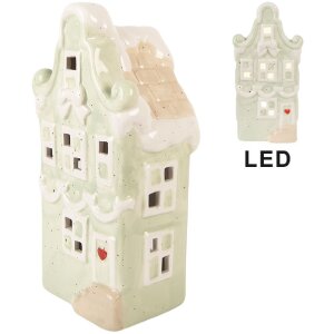 Decorazione casa LED Clayre & Eef 11x9x22 cm Verde