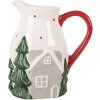 Brocca decorativa Clayre & Eef 6CE2222 19x14x20 cm Bianca e Verde in Ceramica