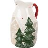 Brocca decorativa Clayre & Eef 6CE2222 19x14x20 cm Bianca e Verde in Ceramica
