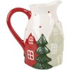 Brocca decorativa Clayre & Eef 6CE2222 19x14x20 cm Bianca e Verde in Ceramica