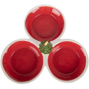 Scodella Clayre & Eef 6CE2225 26x26x10 cm Rosso e Bianco in Ceramica