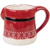 Bicchiere in ceramica Clayre & Eef 15x10x19 cm Rosso e Bianco