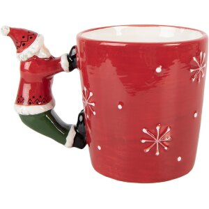 Bicchiere in ceramica Clayre & Eef 15x10x11 cm 400 ml Rosso