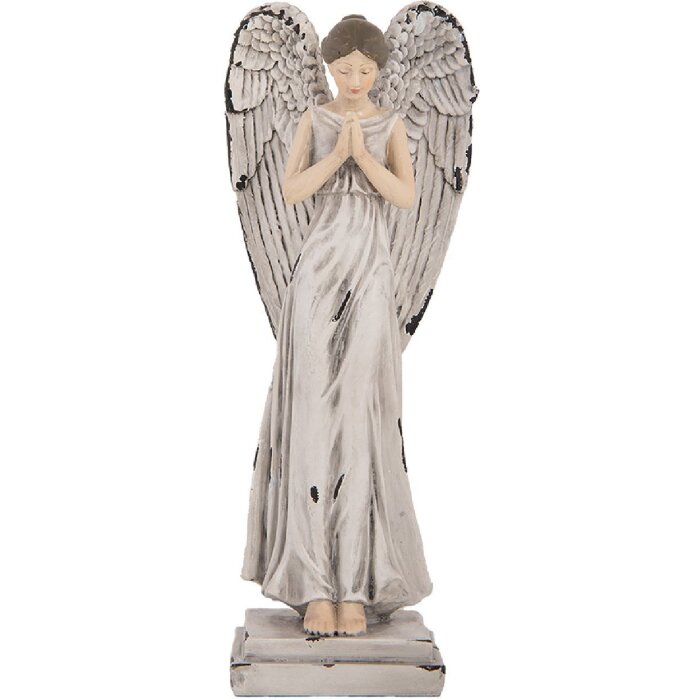 Decorazione Angelo Clayre & Eef 6PR5634 9x8x23 cm Bianco Grigio