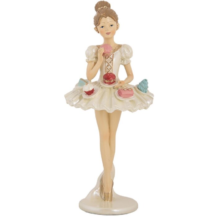 Decorazione Ballerina Clayre & Eef 6PR5643 Ø 10x24 cm Bianco Beige