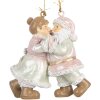 Clayre & Eef 6PR5656 Decorazione Ornamento Babbo Natale con Moglie 7x4x8 cm Rosa e Verde