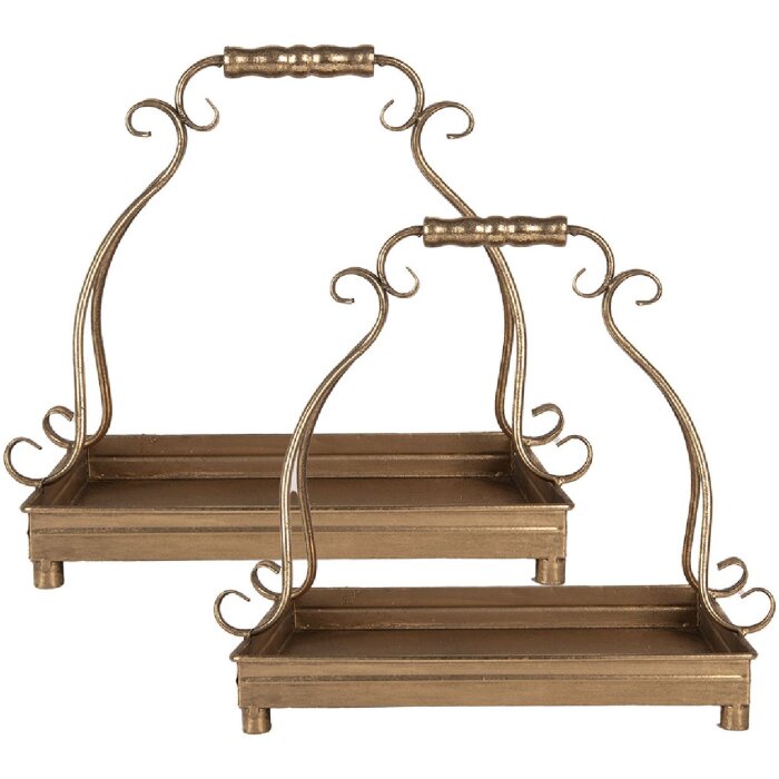 Set di 2 ciotole decorative Clayre & Eef 43x26x41 / 34x21x30 cm color oro