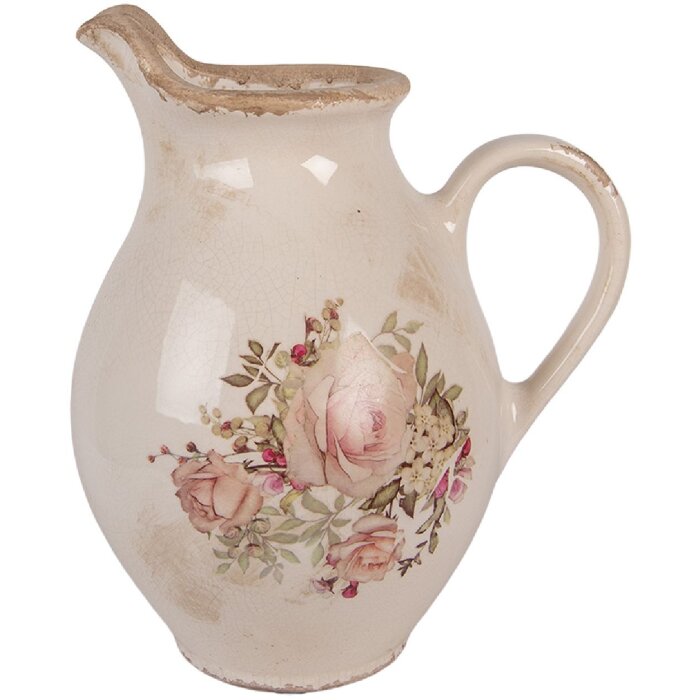 Brocca decorativa Clayre & Eef 6CE2236M 21x16x24 cm Beige Rosa