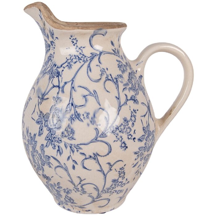 Vaso decorativo Clayre & Eef 6CE2238M 21x16x24 cm Beige-Blu