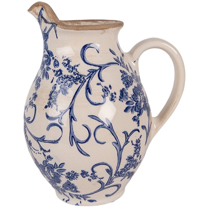 Clayre & Eef 6CE2238S Brocca Decorativa 16x12x19 cm Beige-Blu