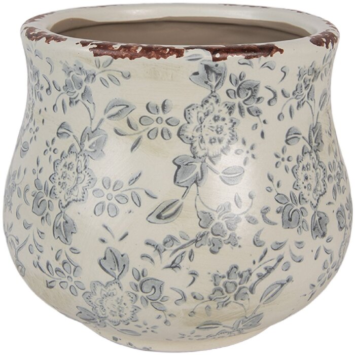 Vaso per fiori Clayre & Eef 6CE2240S Ø 15x13 cm Verde Grigio Ceramica