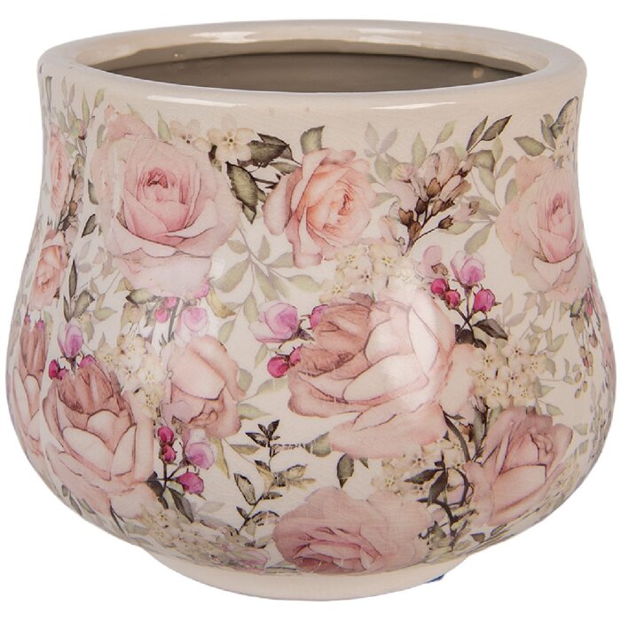 Vaso per fiori Clayre & Eef 6CE2241L Ø 21x17 cm Beige Rosa