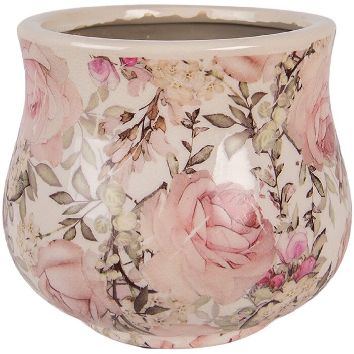 Vaso per fiori Clayre & Eef 6CE2241S Ø 15x13 cm Beige Rosa