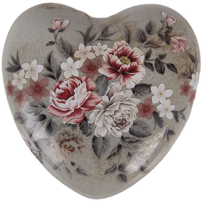 Clayre & Eef 6CE2242L Decorazione Cuore 11x11x4 cm Grigio e Rosa