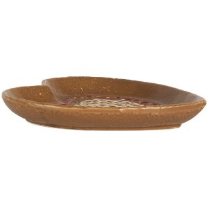 Piattino in ceramica Clayre & Eef 6CE2325 17x17x3 cm Marrone e Bianco